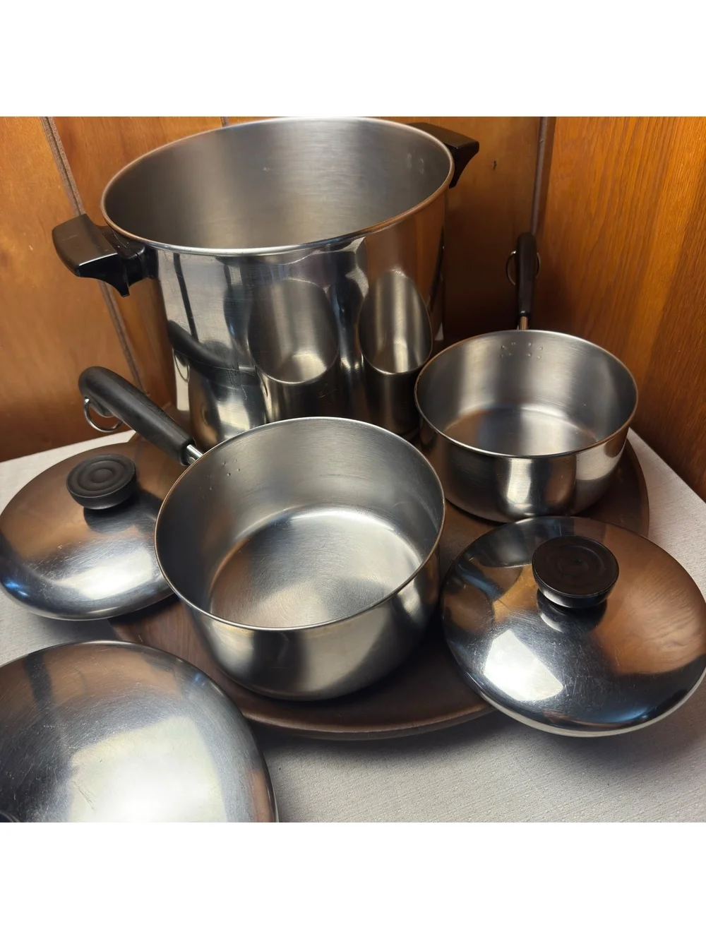 Vintage Revere Ware Stainless Steel Cookware Set 1 Qt 1.5 Qt 8 Qt Pots With Lids
